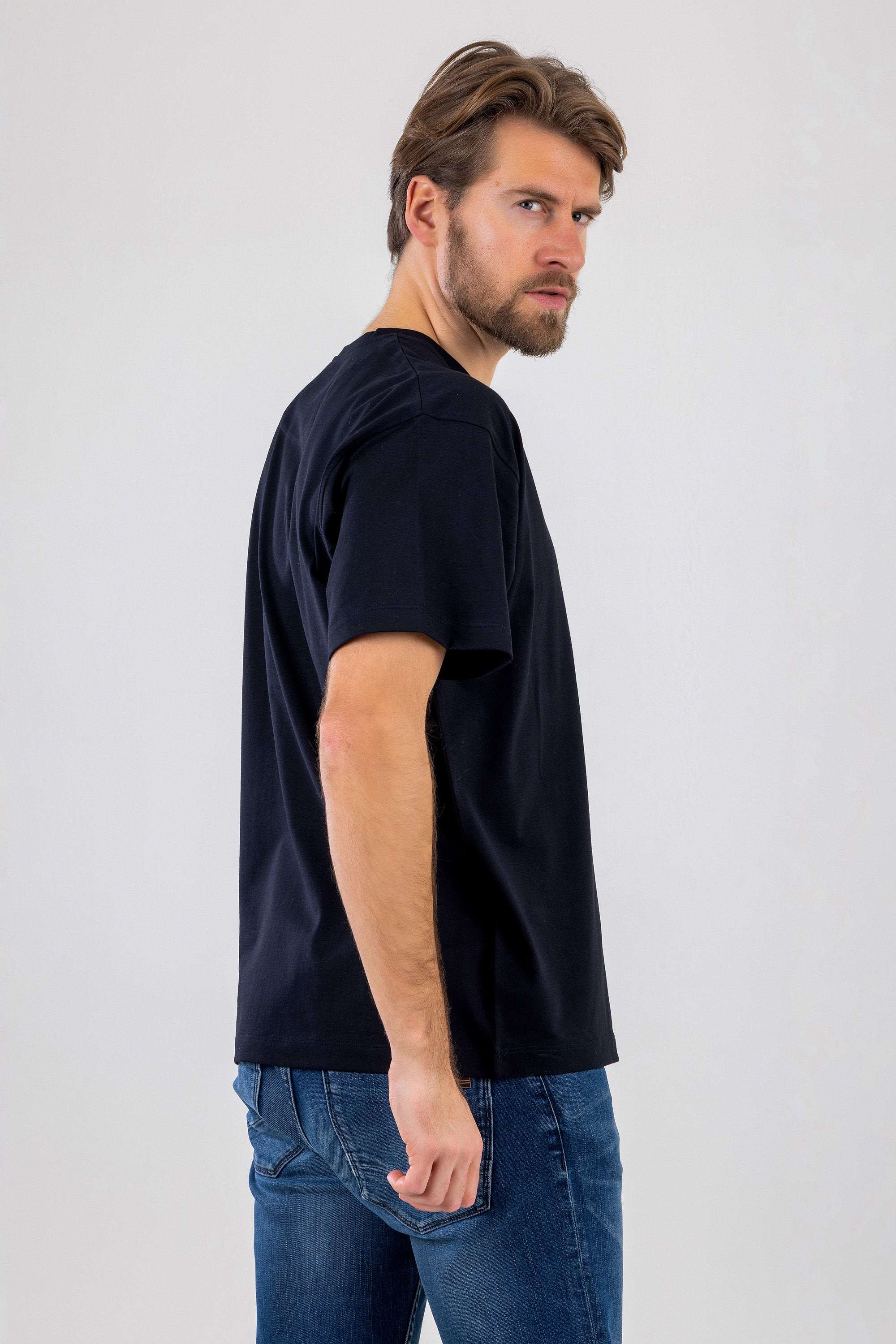 ROBERT Oversized Mısır Pamuklu Siyah Tişört
