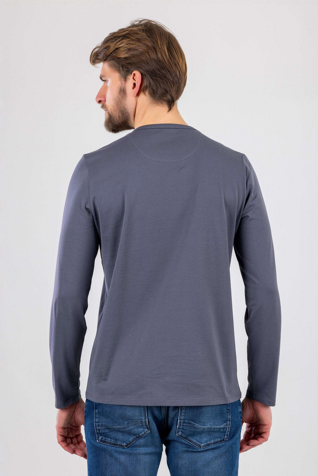 TOM Mısır Pamuklu Uzun Kollu Gri T-shirt
