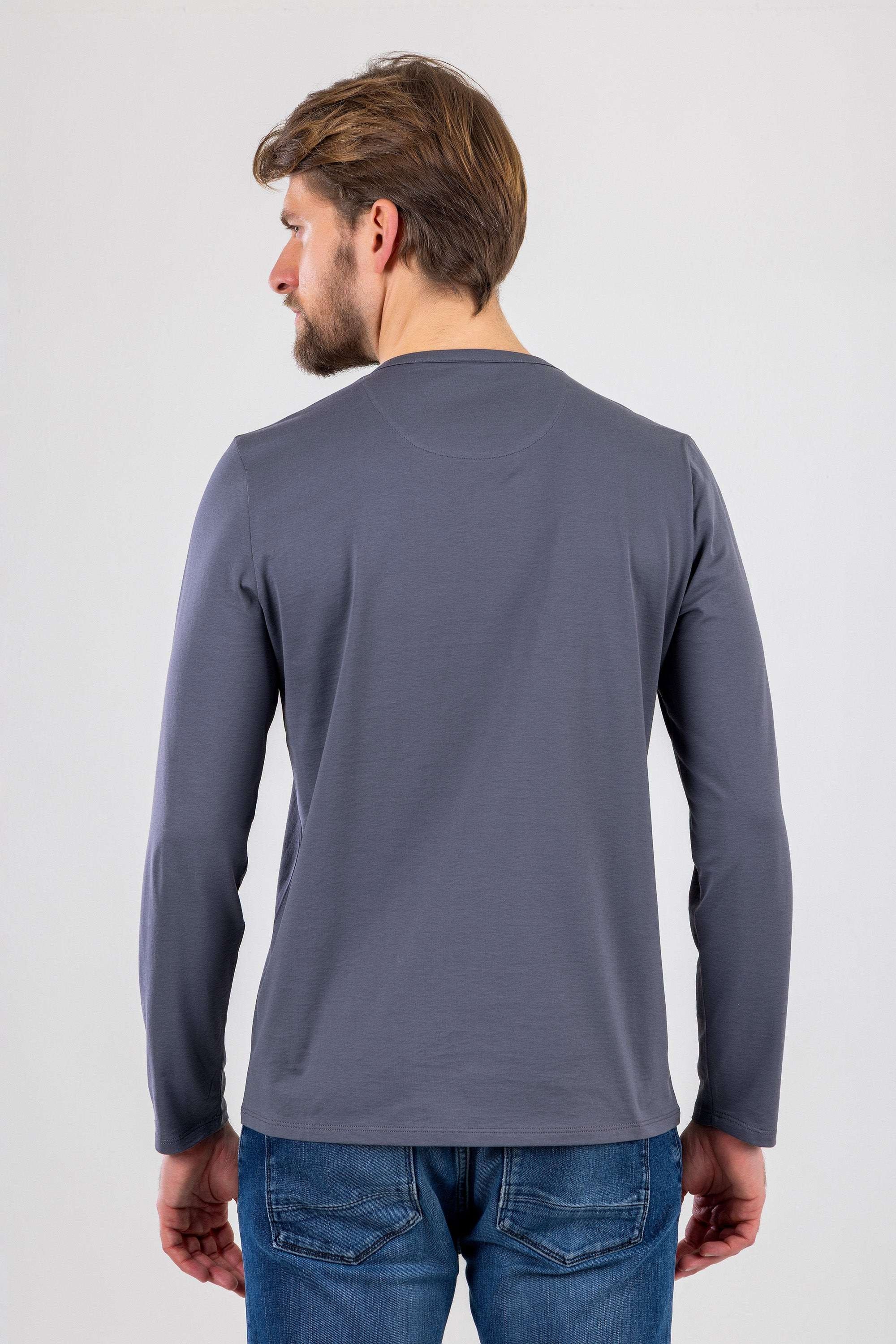 TOM Mısır Pamuklu Uzun Kollu Gri T-shirt