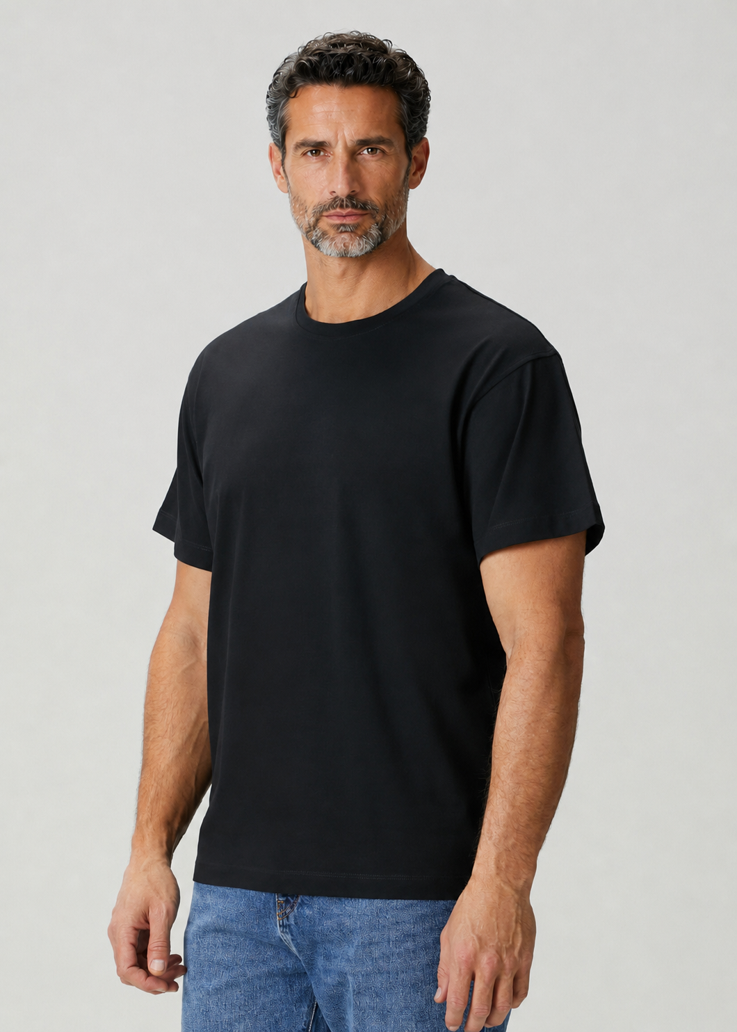 ROBERT Oversized Mısır Pamuklu Siyah Tişört