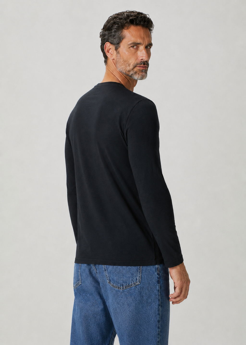 Mısır Pamuklu Gentlesoft™ Kumaş Regular Kalıp Uzun Kollu Bisiklet Yaka Tişört