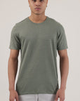 BRAD 100% Saf Keten Koyu Yeşil Tişört
