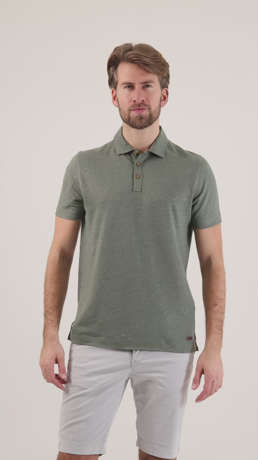 HUGH 100% Saf Keten Koyu Yeşil Polo Yaka Tişört