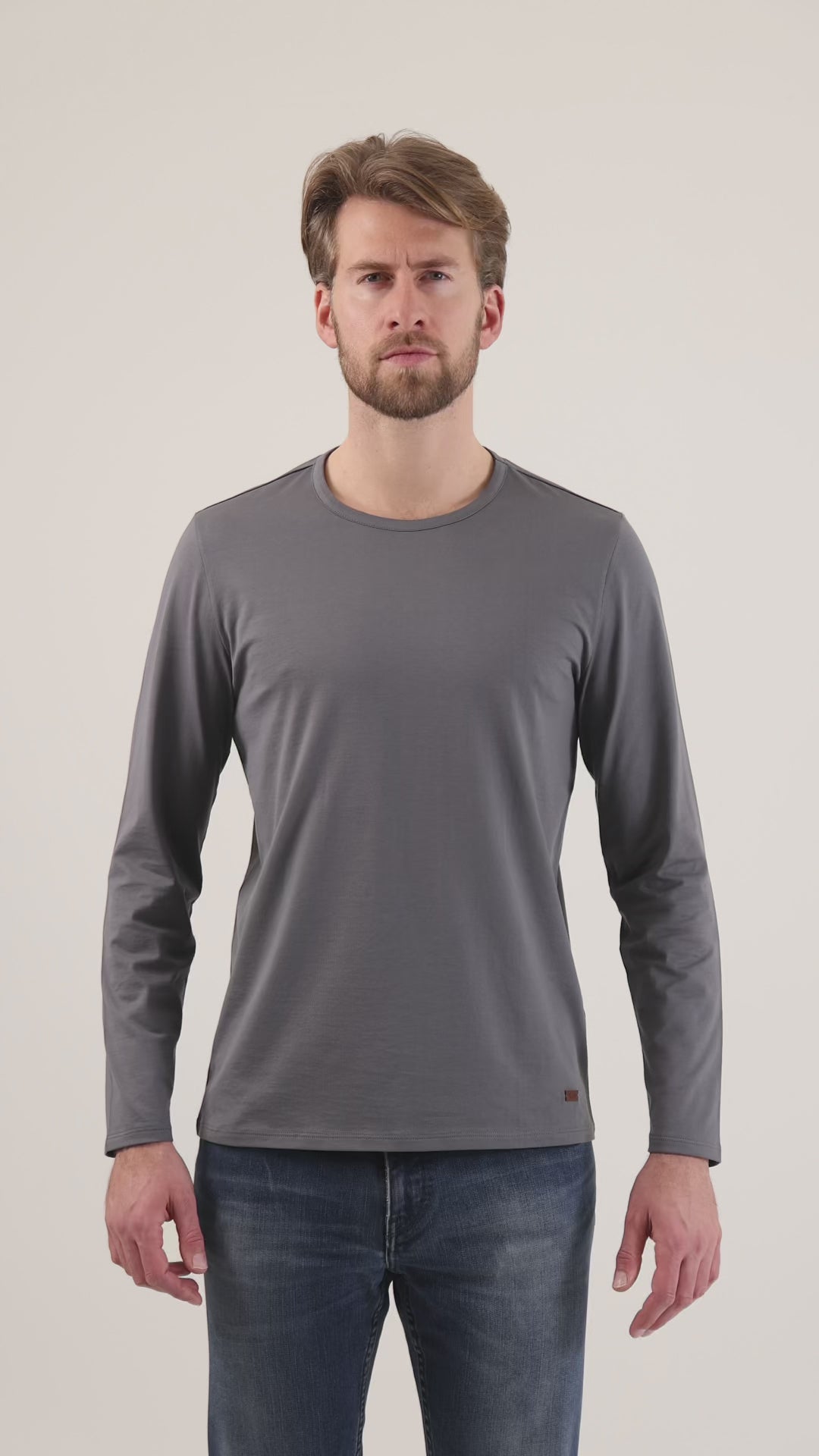 TOM Mısır Pamuklu Uzun Kollu Gri T-shirt